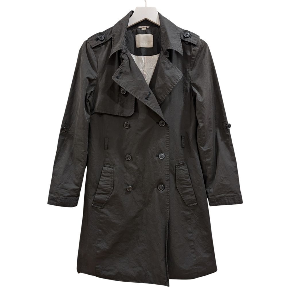 Soia & Kyo Lightweight Floral Lined Double Breasted Trench Coat - Black Size XS